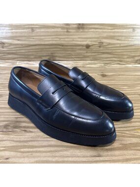 BOSS Hugo Boss Leather Penny Loafers Size 42 EU 9 US Color Black Made Portugal